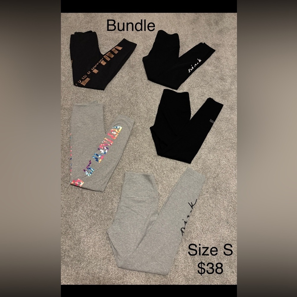Victoria's Secret Black and Gray Leggingโs Bundle of 5 All Size S.